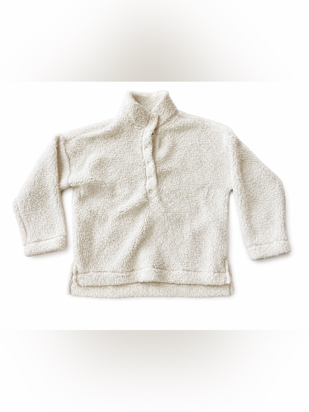 Aerie Sherpa Fleece Pullover Sweatshirt NWT Ivory Snap Mock Neck Cozy Size Small